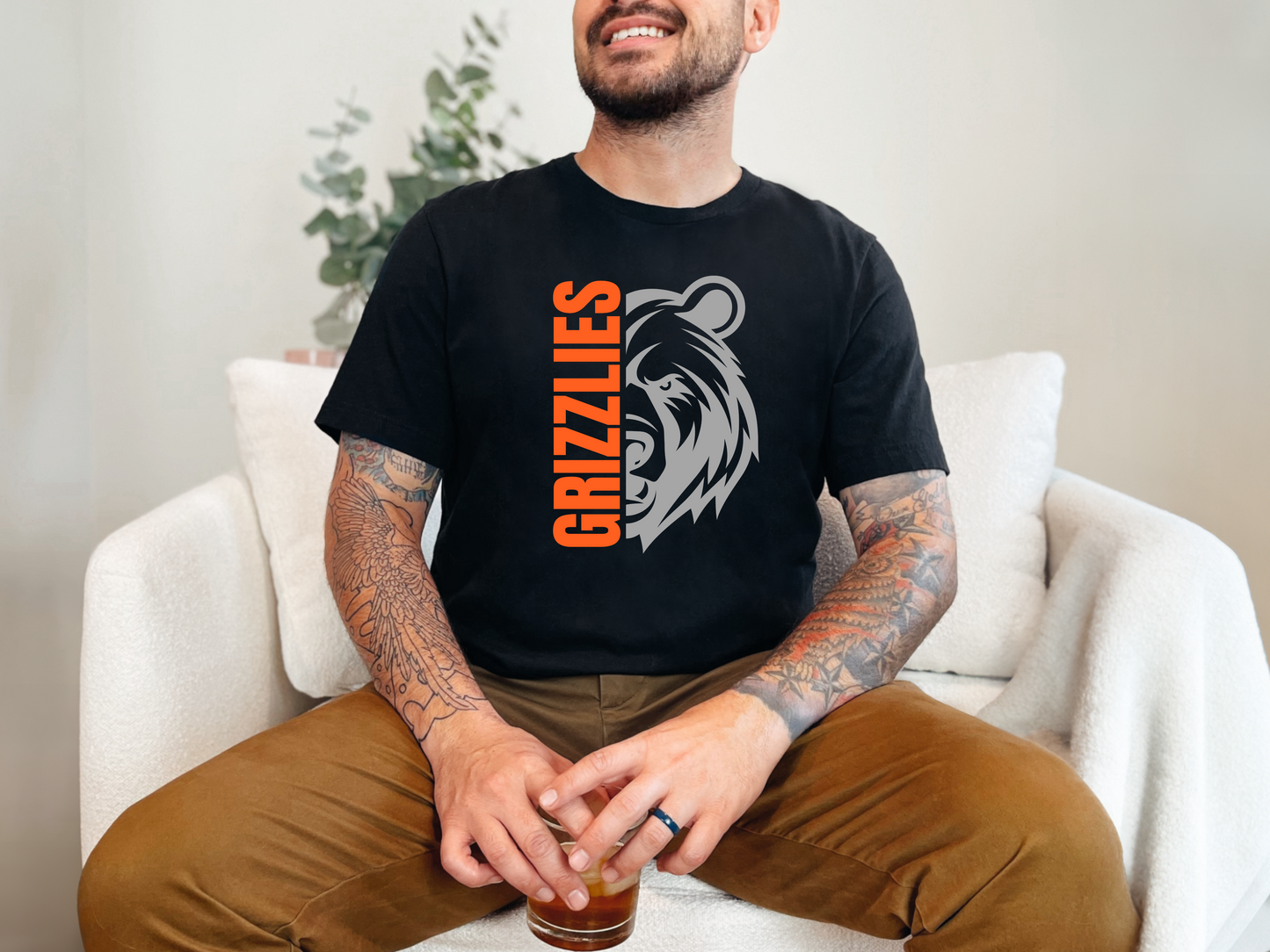 Adult Grizzly Half Face (Grey Print)