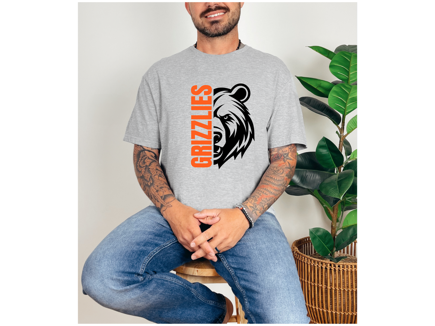 Adult Grizzly Half Face (Black print)