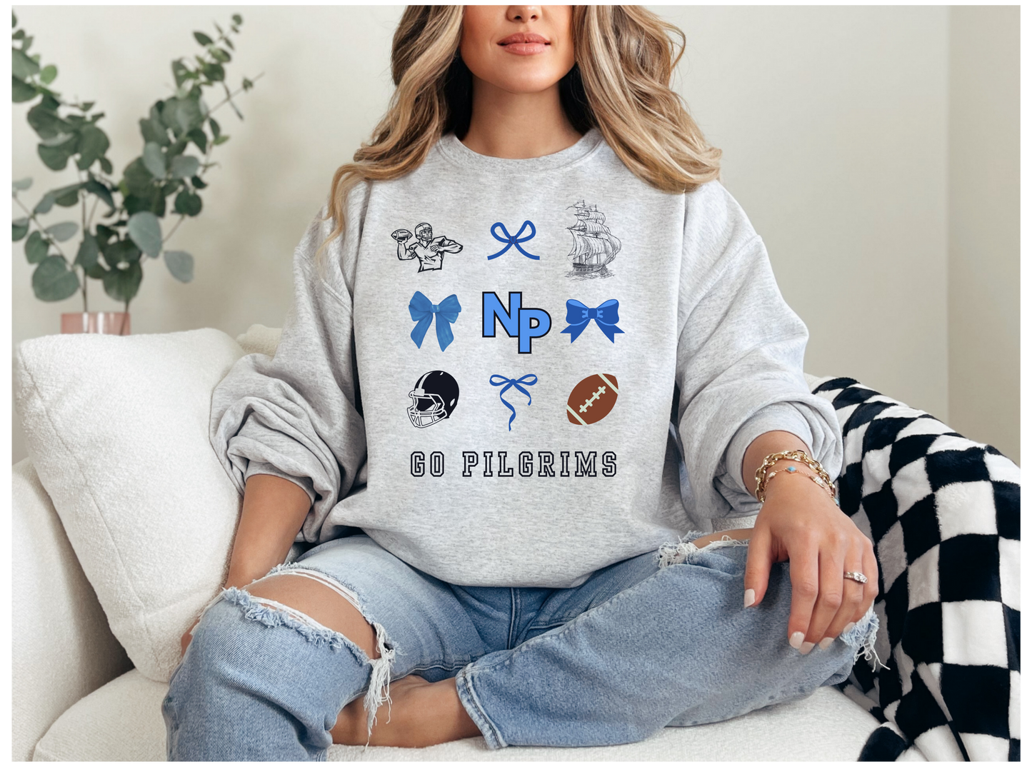 Adult Pilgrims Football Collage Crewneck