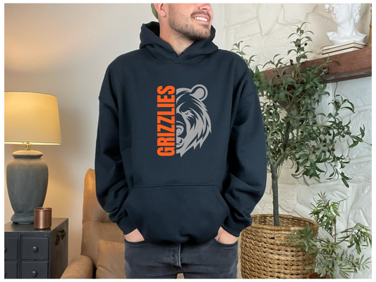 Adult Grizzly Half Face (Grey Print) Hoodie