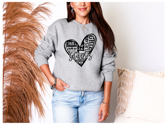 Adult Grizzly Heart (Black Print) Crewneck