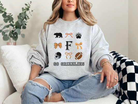 Adult Grizzly Football Collage Crewneck