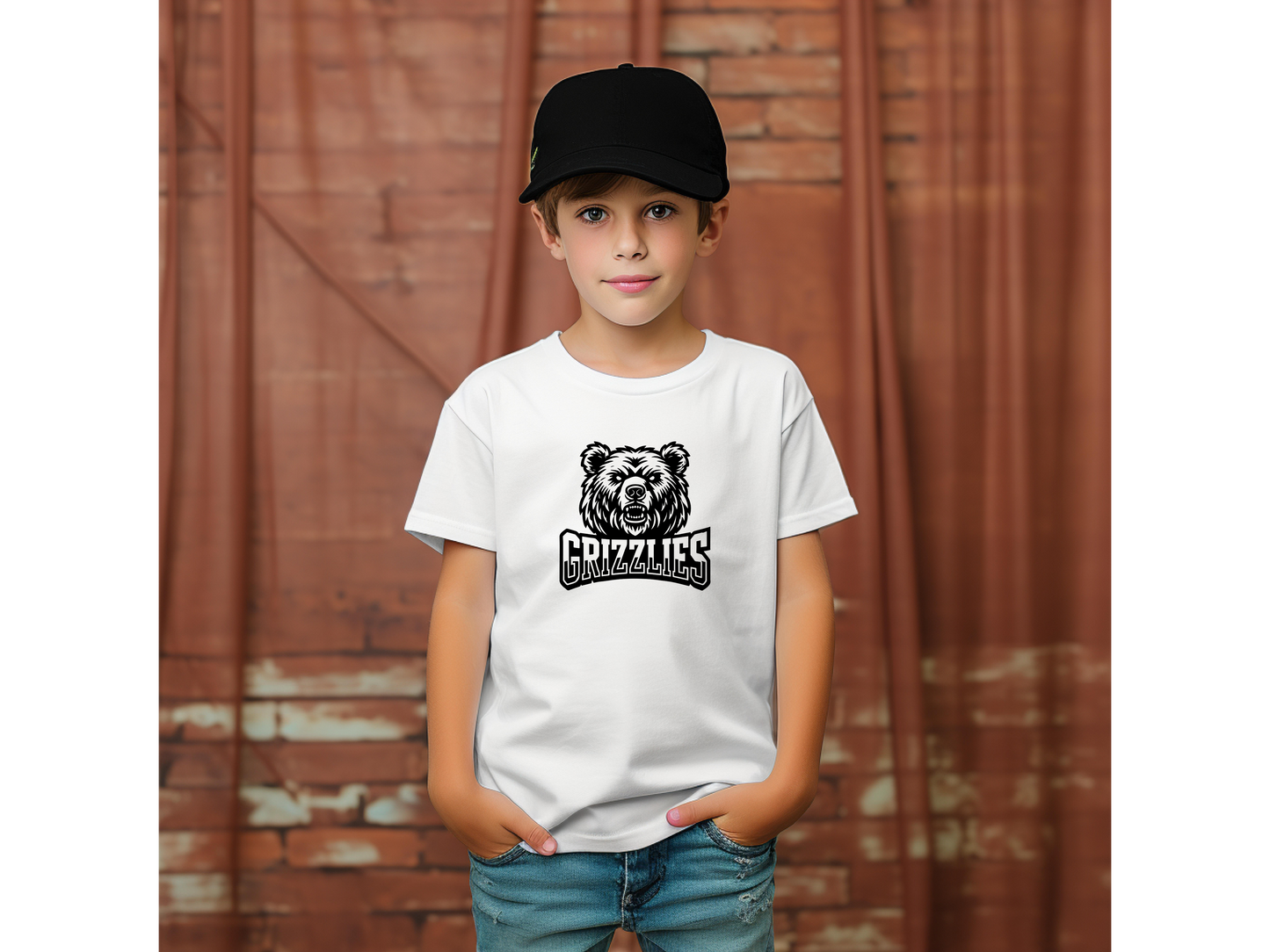Youth Grizzly Head (Black Print)